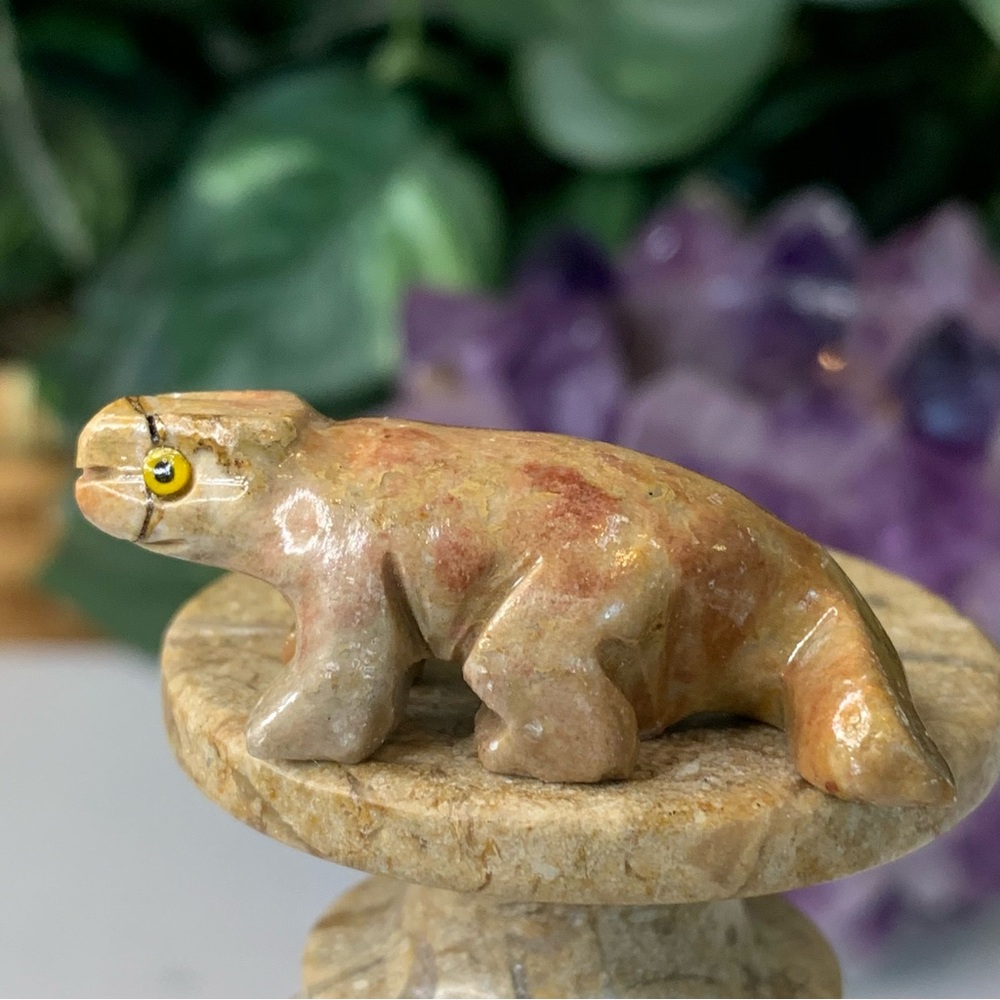 Soapstone Lizard Figurine Miniature Steatite Reptile Stone Animal Carving Mini